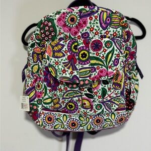 NWT Vera Bradley Viva La Vera Bookbag Small Retired Print Front & Side Pockets